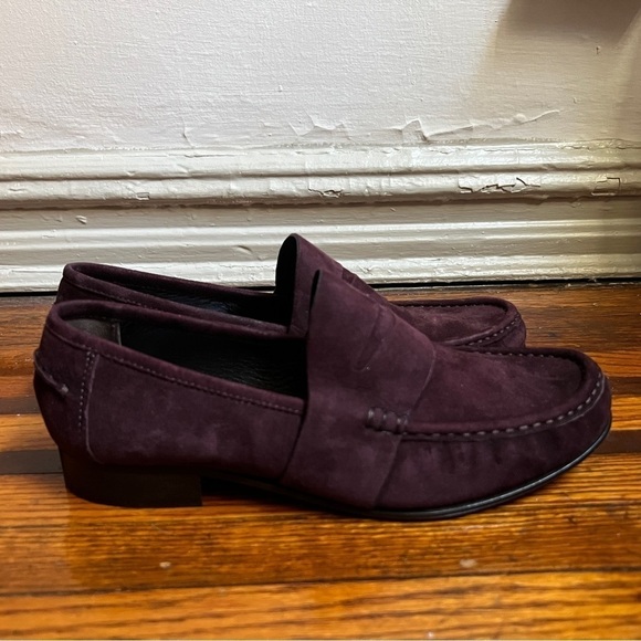 Vera Wang Audrey Dark Plum Purple Suede Penny Loafers, Size 40 9M - Picture 3 of 7